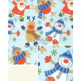 Nekupto Gift wrapping paper 70 x 500 cm Christmas Light blue snowman, santa, reindeer