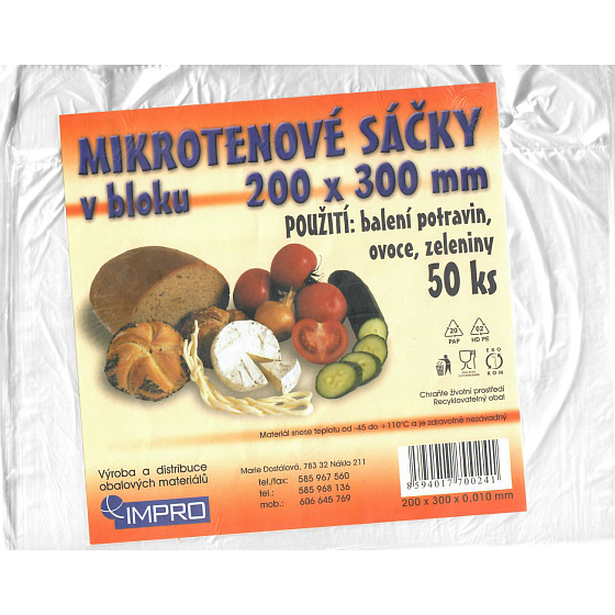 Impro Microtene bag in a block 20 x 30 cm 50 pieces