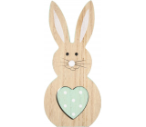 Wooden rabbit with mint heart 16 cm