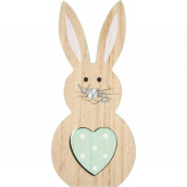 Wooden rabbit with mint heart 16 cm