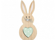 Wooden rabbit with mint heart 16 cm