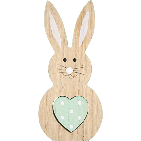 Wooden rabbit with mint heart 16 cm
