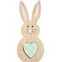 Wooden rabbit with mint heart 16 cm
