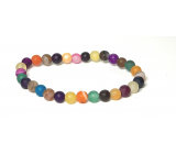 Agate multicoloured matt chakra bracelet elastic natural stone, ball 6 mm / 16 - 17 cm