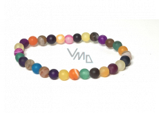 Agate multicoloured matt chakra bracelet elastic natural stone, ball 6 mm / 16 - 17 cm