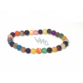 Agate multicoloured matt chakra bracelet elastic natural stone, ball 6 mm / 16 - 17 cm