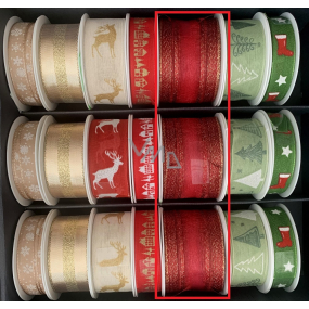 Nekupto Fabric Christmas ribbon Red with golden threads 40 mm x 2 m