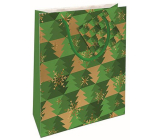 Nekupto Gift paper bag 14 x 11 x 6,5 cm Christmas trees green