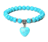 Tyrkenite + Heart bracelet elastic natural stone, bead 8 mm / 23 cm, stone of young people, looking for a life goal