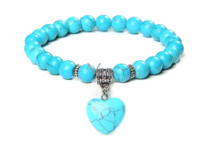 Tyrkenite + Heart bracelet elastic natural stone, bead 8 mm / 23 cm, stone of young people, looking for a life goal