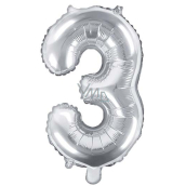 Ditipo Inflatable foil balloon number 3 silver 35 cm 1 piece