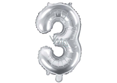 Ditipo Inflatable foil balloon number 3 silver 35 cm 1 piece