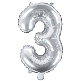Ditipo Inflatable foil balloon number 3 silver 35 cm 1 piece