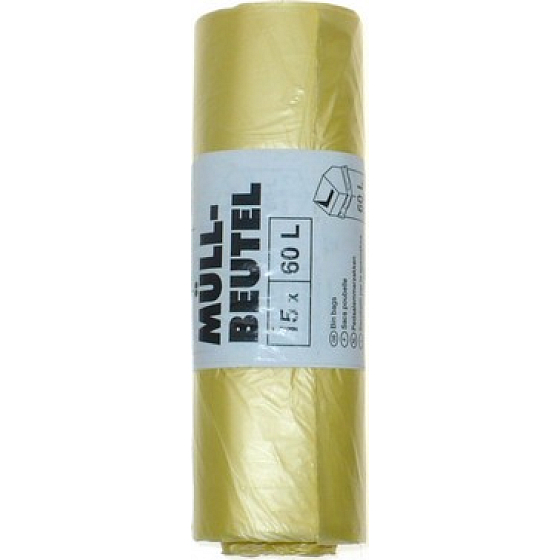 Swirl waste bags yellow 60 liters, 60 x 72 cm, 15 pieces