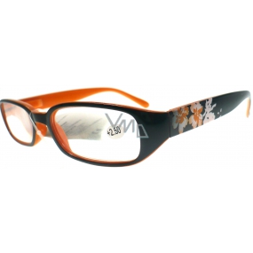 Berkeley Reading eyeglasses +2.50 black-orange with flowers 1 piece MC 2103