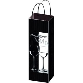 Angel Gift paper bag 36 x 12 x 9 cm for bottle F black with glasses