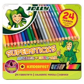 Jolly Set of crayons 12 basic, 8 metallic, 4 neon colors 24 pieces