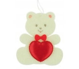 Felt teddy bear with beige heart for hanging 6.5 cm