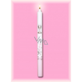Lima Church Baptism - St. Communion candle white decorated pink-silver chalice 25 x 360 mm 1 piece