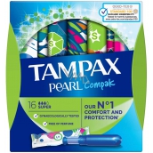 Tampax Compak Pearl Super women's tampons with 16-piece applicator