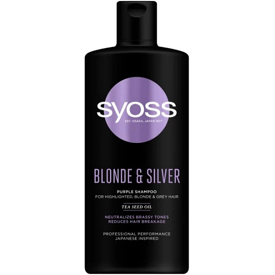 Syoss Blonde & Silver Shampoo for Highlighted, Blonde, and Grey Hair 440 ml