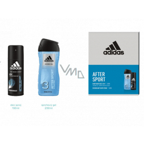 Adidas After Sport deodorant spray for men 150 ml + 3 in 1 shower gel for body, hair and face 250 ml, cosmetic set