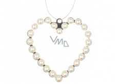 Metal hanging heart with pearls 9 cm