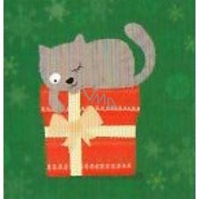Nekupto Christmas gift cards Cat with a gift 6.5 x 6.5 cm 6 pieces