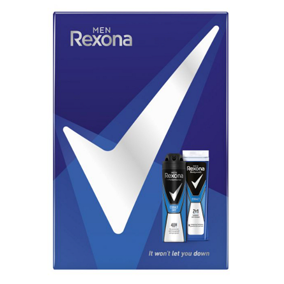Rexona Men Cobalt antiperspirant deodorant spray 150 ml + shower gel 250 ml, cosmetic set for men
