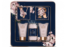 Grace Cole Velvet Rose & Peony cleansing gel 75 ml + body cream 75 ml + bath crystals 100 g + bath pearls 80 g + flannel washcloth, cosmetic set for women