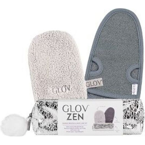 Glov ZEN Set make-up removing travel gloves 1 piece + anti-cellulite massage gloves 1 piece + cosmetic bag, cosmetic set for women