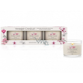 Yankee Candle Sakura Blossom Festival - Festival scented votive candle in glass 3 pieces, gift set