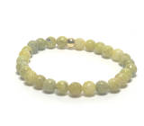 Jasper yellow-green bracelet elastic natural stone, ball 6 mm / 16 - 17 cm, stone of positive energy