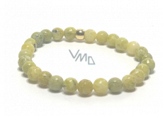 Jasper yellow-green bracelet elastic natural stone, ball 6 mm / 16 - 17 cm, stone of positive energy