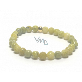 Jasper yellow-green bracelet elastic natural stone, ball 6 mm / 16 - 17 cm, stone of positive energy