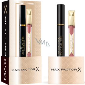 Max Factor 2000 Calorie Dramatic Volume mascara 01 Black 9 ml + Colour Elixir Honey Lacquer lip gloss 05 Honey Nude 3,8 ml, cosmetic set for women