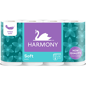 Harmony Soft 3-ply toilet paper, 8 rolls, 17.5 m roll