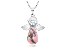 Rodonite Angel pendant natural stone 4,2 x 3 cm, stone of forgiveness