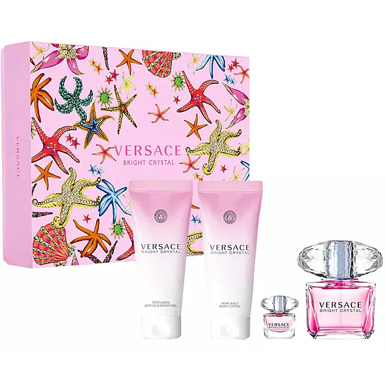 Versace Bright Crystal eau de toilette 90 ml + body lotion 100 ml + shower gel 100 ml + eau de toilette 5 ml miniature, gift set for women