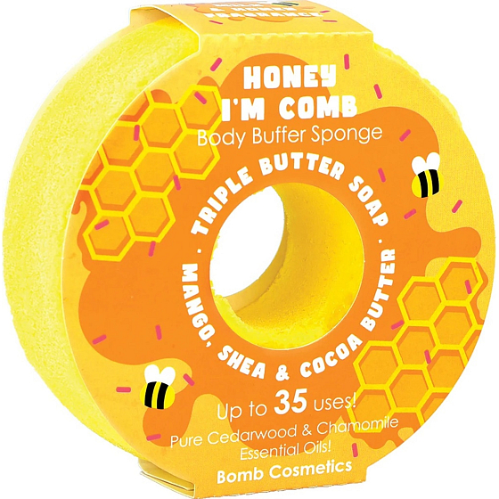 Bomb Cosmetics Honey I´m Comb Donut natural shower massage bath sponge with fragrance 165 g
