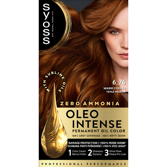 Syoss Oleo Intense Long-Lasting Oil Color for Hair, Warm Copper 6-76, 50 ml