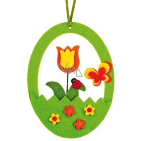 Felt egg with tulip for hanging 12.5 cm