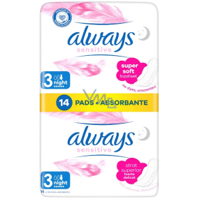 Always Sensitive Ultra Night Duo sanitary pads with wings 14 pieces