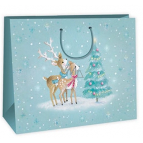 Ditipo Gift paper bag 38.3 x 10 x 29.2 cm turquoise doe and sapling DAA