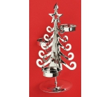 Metal tree candle holder for 3 tea lights silver, 20 cm