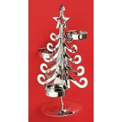 Candle metal silver tree, 20 cm, for 3 tealights