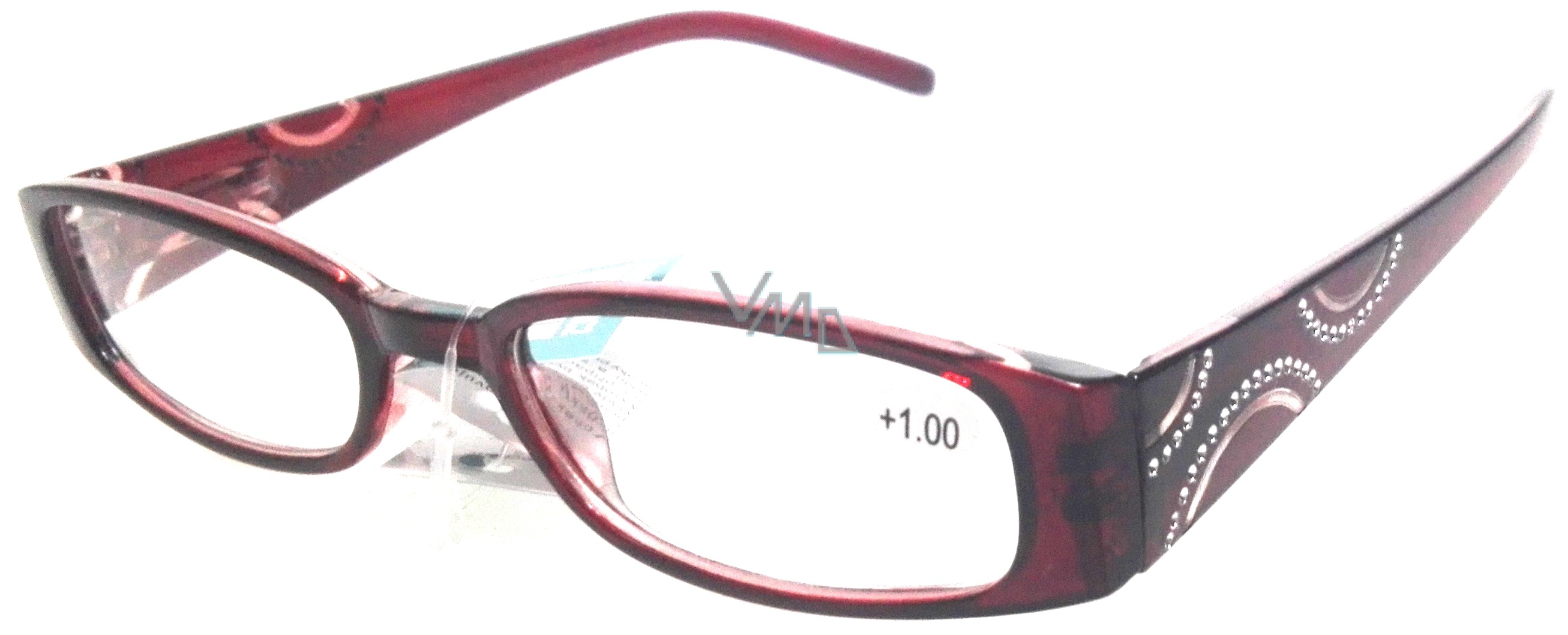 Berkeley Reading Prescription Glasses +1.0 burgundy side with