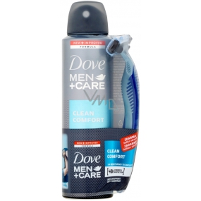 Dove Men + Care Clean Comfort antiperspirant deodorant spray 150 ml + razor with 3 blades, duopack