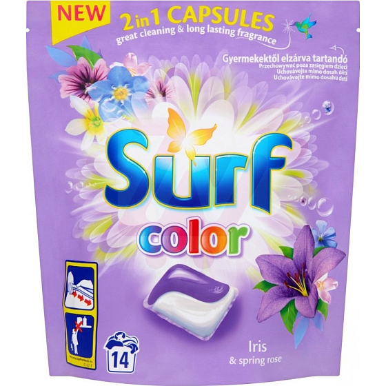 Surf Color Iris & Spring Rose capsules for washing colored laundry 14 doses