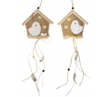 Jute house with white chicken 14 cm for hanging 1 piece